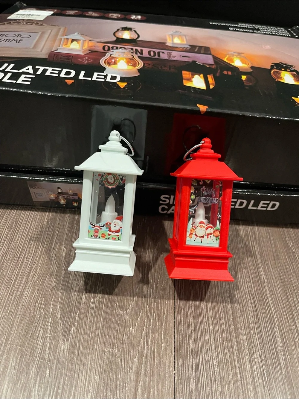 Simulated LED Candle Lanterns — White & Red (Set of 24)